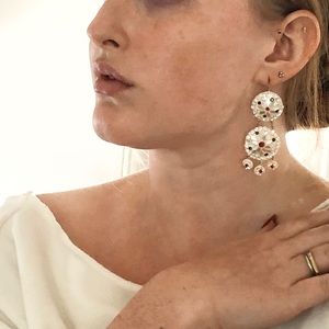 *Natural/Red* Indian Sparkly Mirrored Earrings